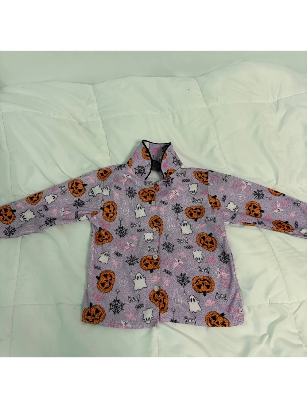 vintage y2k 2000s halloween 2 piece pajama set pumpkins ghost size 4/5 lavender
